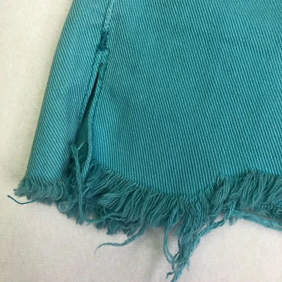 Free People Teal Cotton Jean Shorts EUC Sz 2 26 - Picture 3 of 11